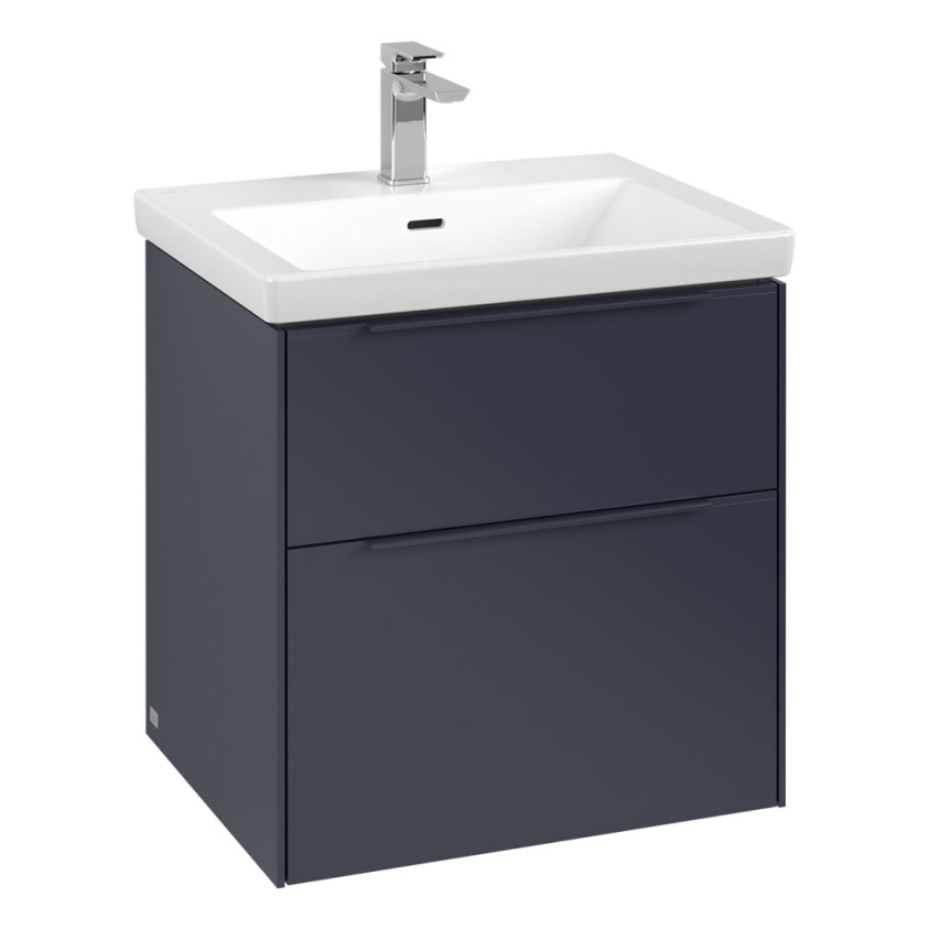 Cutout image of Villeroy & Boch Subway 3.0 600mm Marine Blue Wall-Hung Vanity Unit & Basin